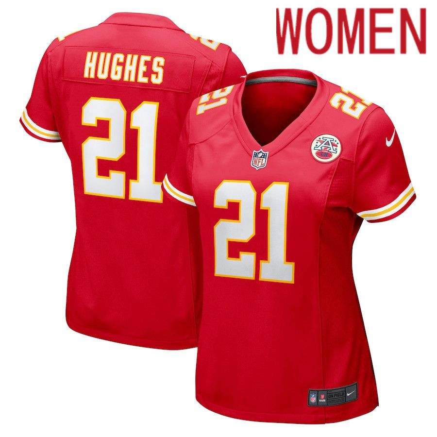 Women Kansas City Chiefs #21 Mike Hughes Nike Red Game NFL Jersey->women nfl jersey->Women Jersey
